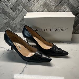 Manolo Blahnik Black Kid Leather Heels